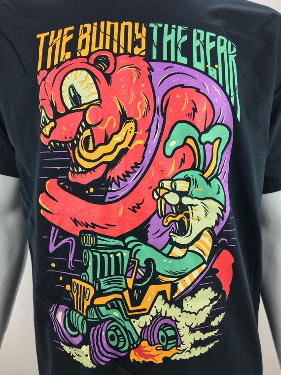 2000 Gildan Black Bunny Bear Graphic Novelty T-shirt|death Metal