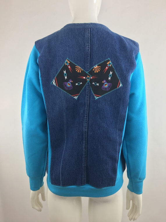 1980s Upcycled Denim Jacket: Vintage Southwestern… - image 5