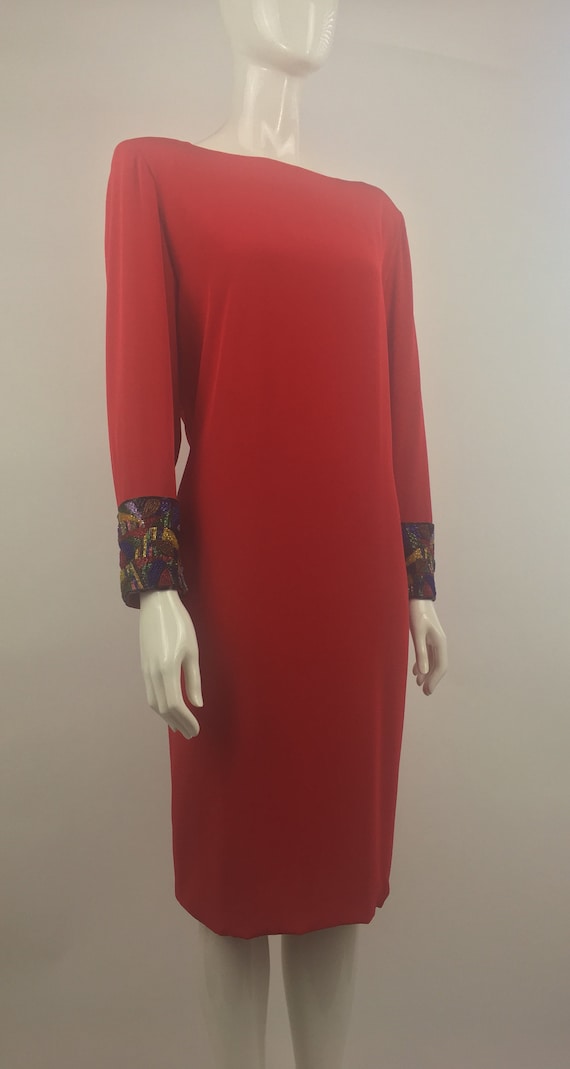 1980's d'ore by Della Roufogali Red Shift Dress| B