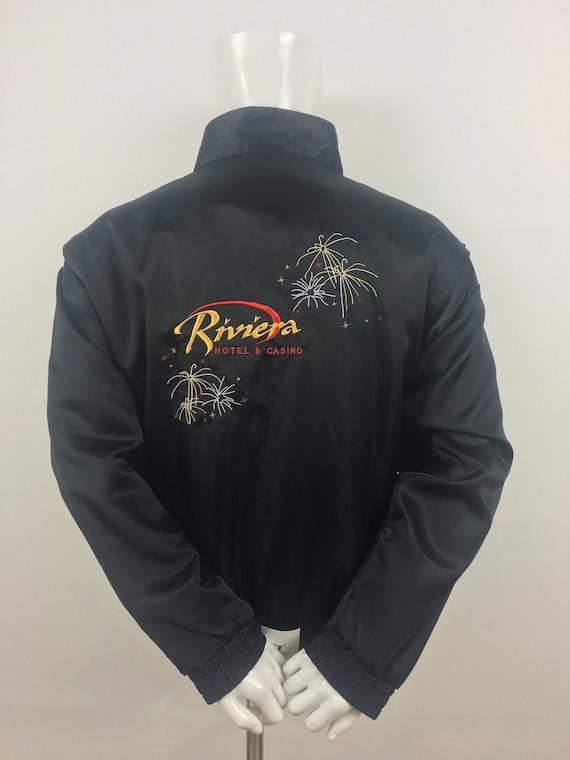 1980's Riviera Black Satin Jacket|Embroidered Jack