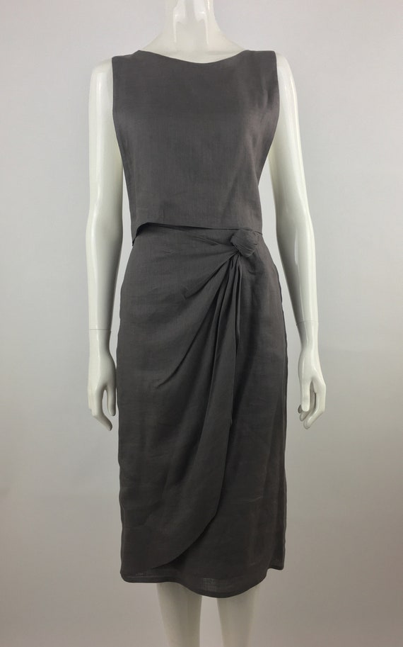 1990's Giorgio Armani Top and Skirt Set|Gray Open… - image 4