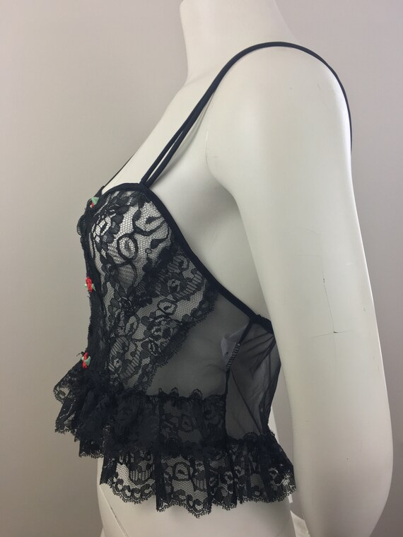 1980's First Lady Sheer Black Lace Camisole|Peplu… - image 7