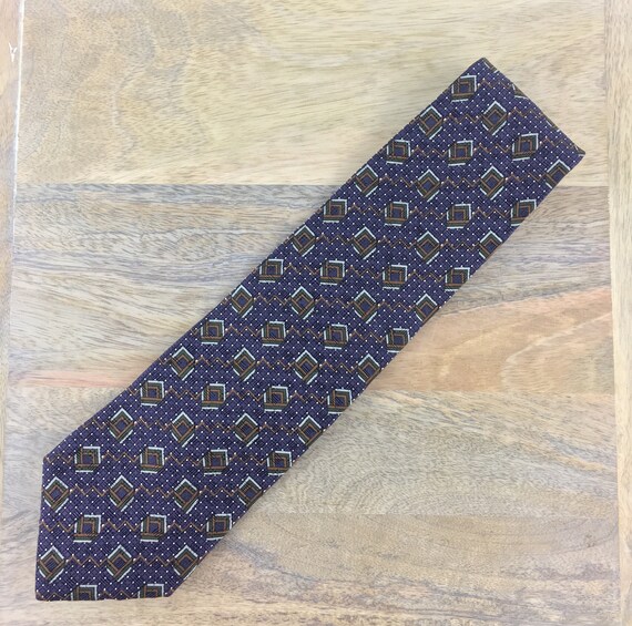 1990's Louis Feraud Purple Necktie w Geometric Pr… - image 2