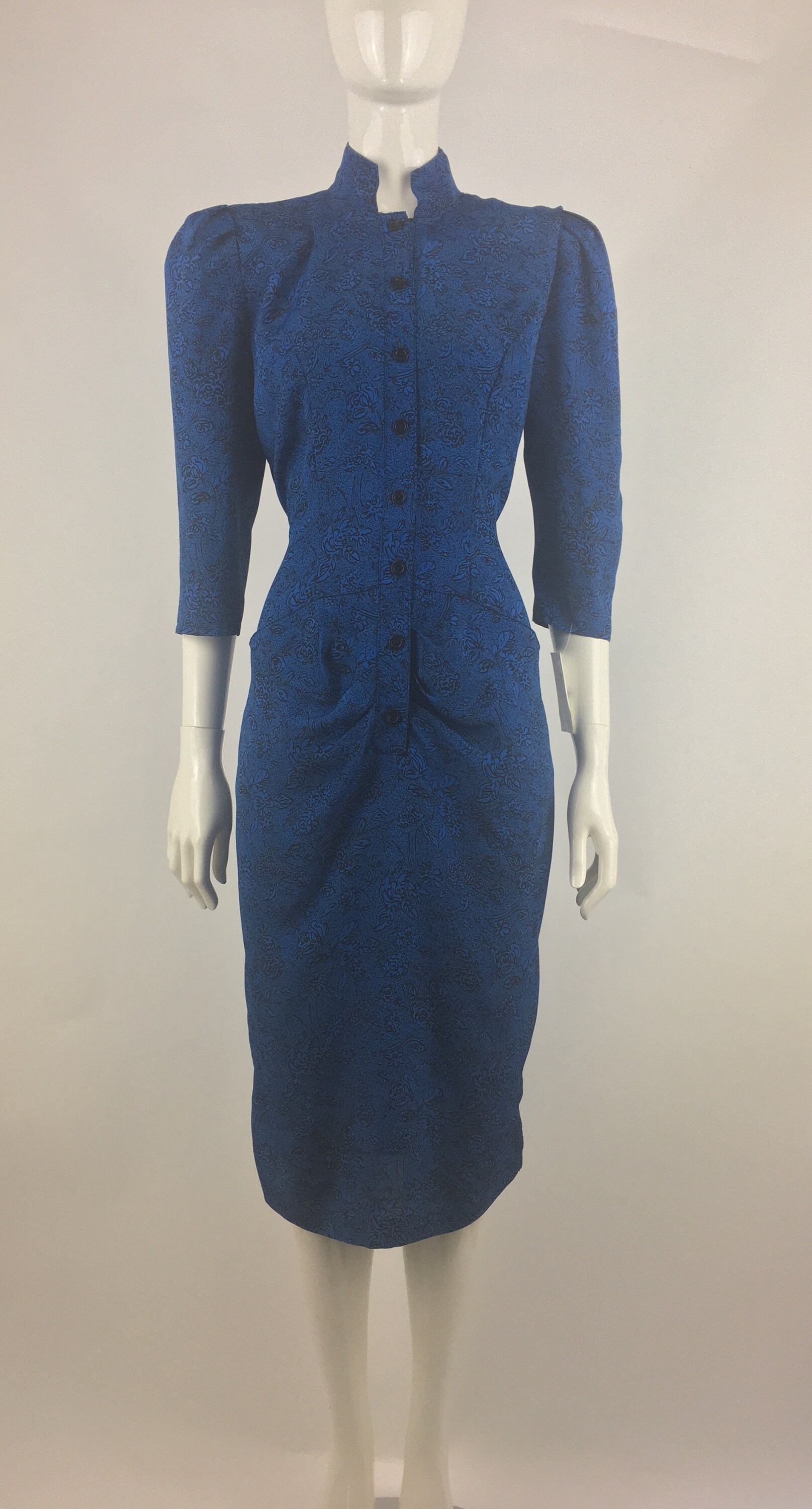 navy midi work dress