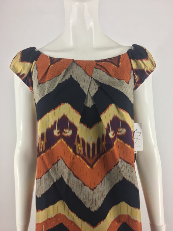 2000 Adrianna Papell Burnt Orange Chevron Mini Dr… - image 4