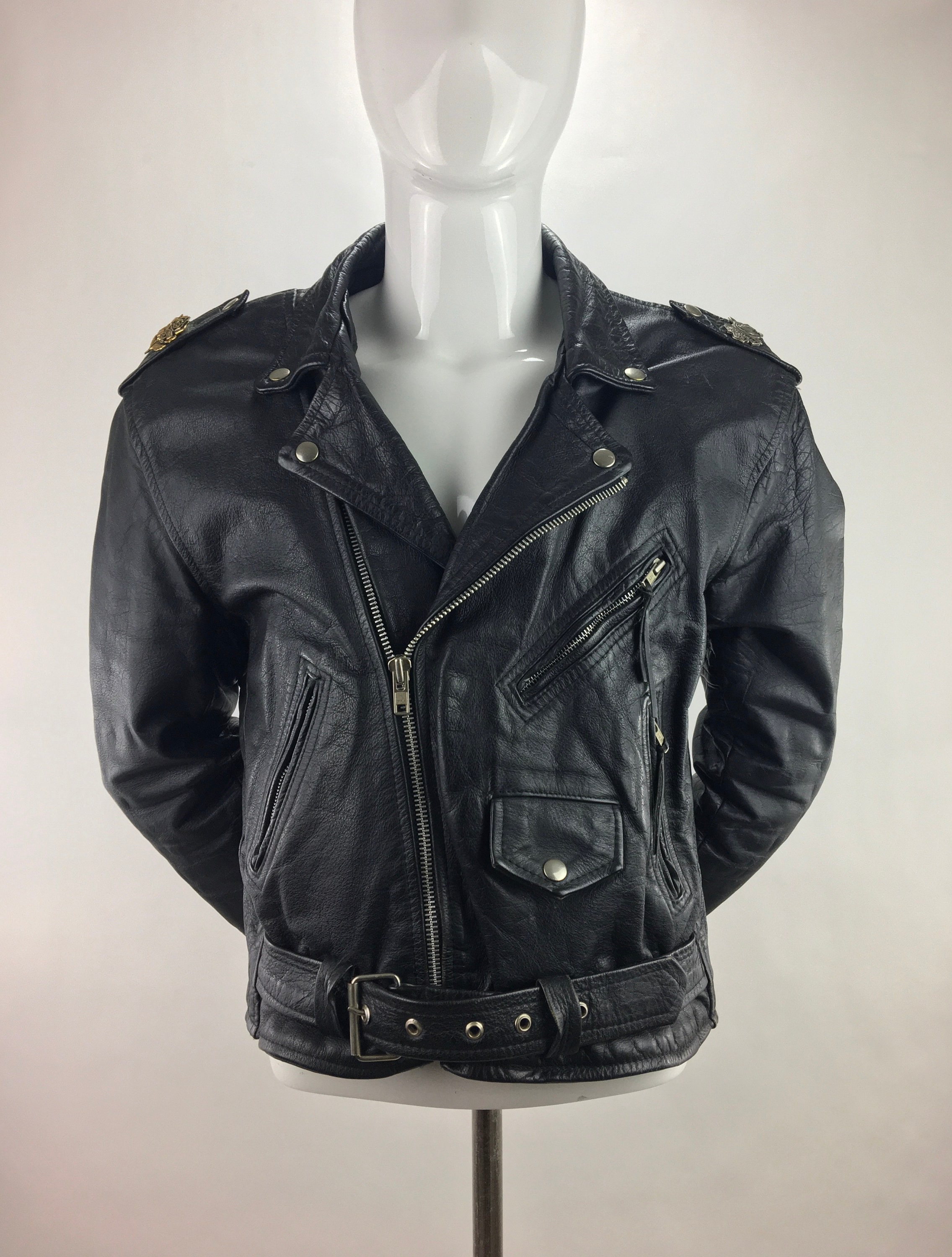 1990\'s Diamond Leather Collection Black Leather Motorcycle Jacketmoto Biker  Jacket90\'s Grunge Leather Jacket80\'s Rocker Jacketsize Large - Etsy