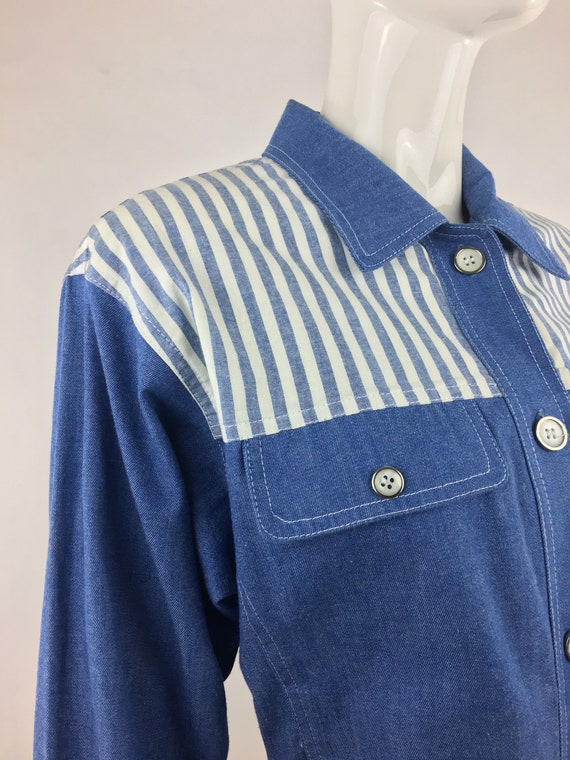 1980's Joyce Striped Jean Jacket|Vintage Denim Ja… - image 2