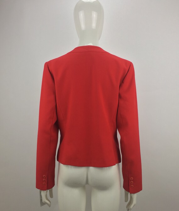 90s Adolfo Esprit Red Double-Breasted Blazer|Crop… - image 9