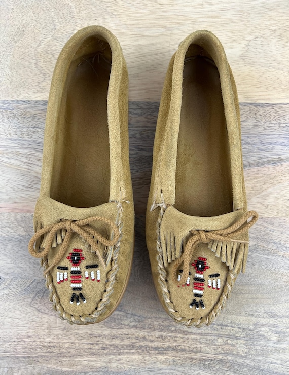 【mizo】LIDNMVINTAGEGOATRIDINGBLOUSON S Vintage Sioux Mox Tan Moccasins|beaded Thunderbird Fringe