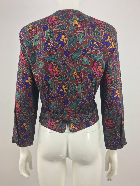 1980's Anne Klein II Silk Blazer w Vibrant Paisle… - image 7