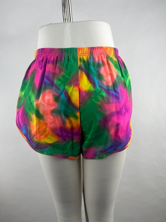 80s Body Wrappers Pink Psychedellic Shorts|Pink Tie D… - Gem
