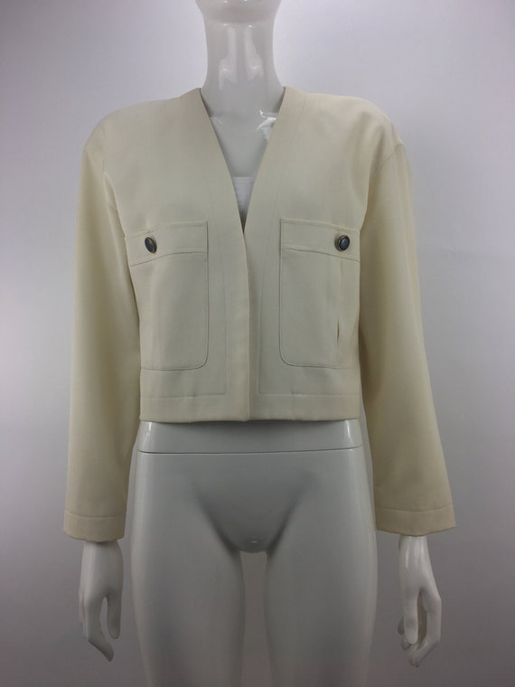 1980's Anne Klein II Ivory Blazer|Cropped Blazer|W