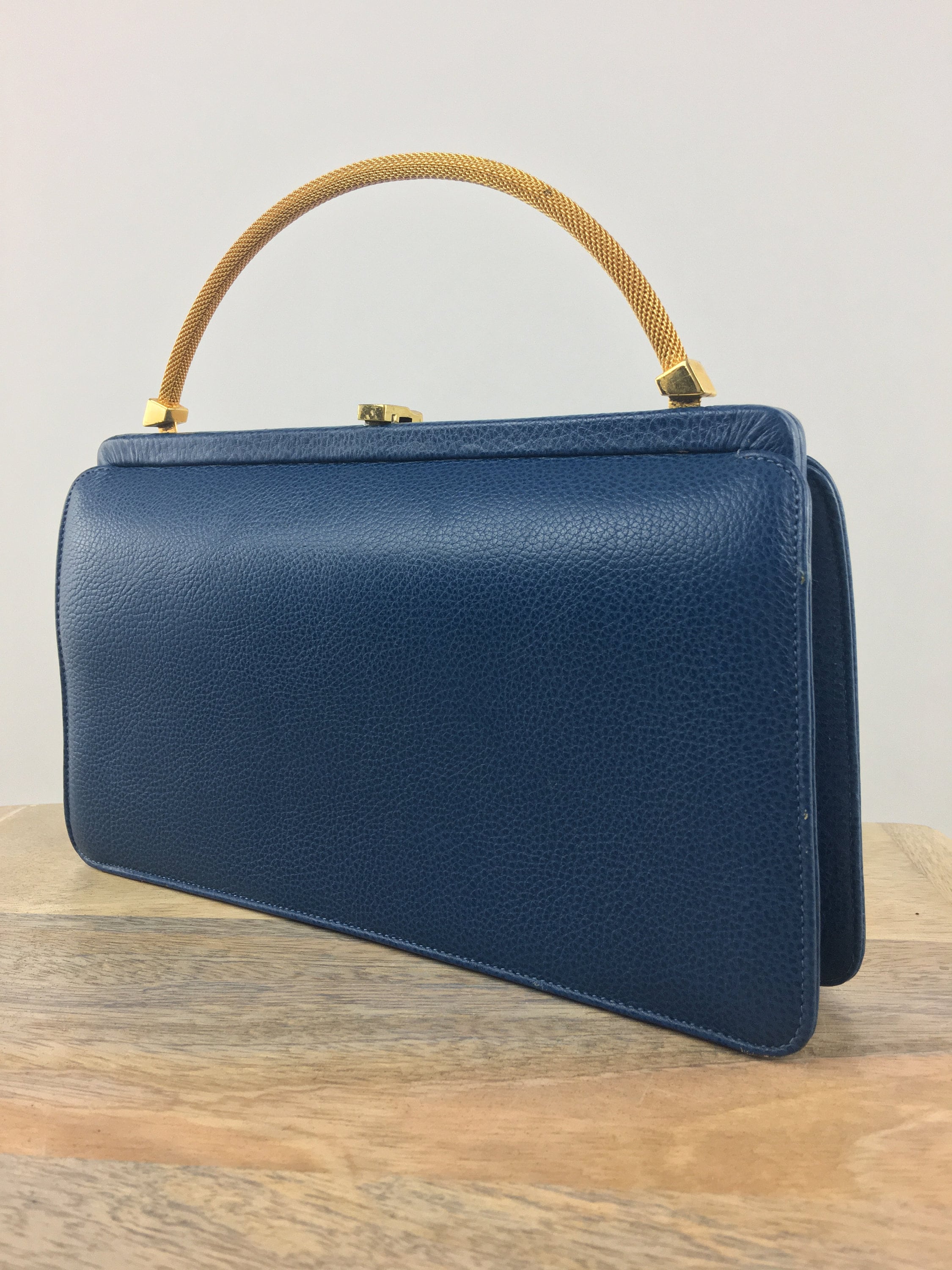 1960s Matthews Blue Top Handle Bag: Vintage Gold Frame Purse - Etsy
