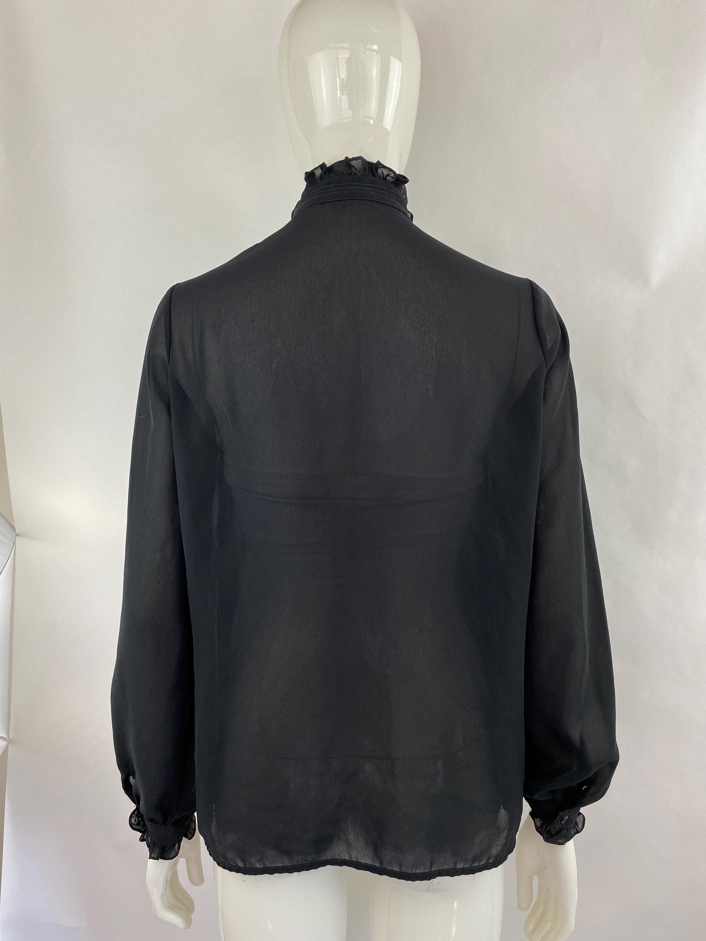 Liberace Ruffle Black Semi-sheer Tuxedo Blouse W Ruffled Collar|liberace Blouse|prince ...