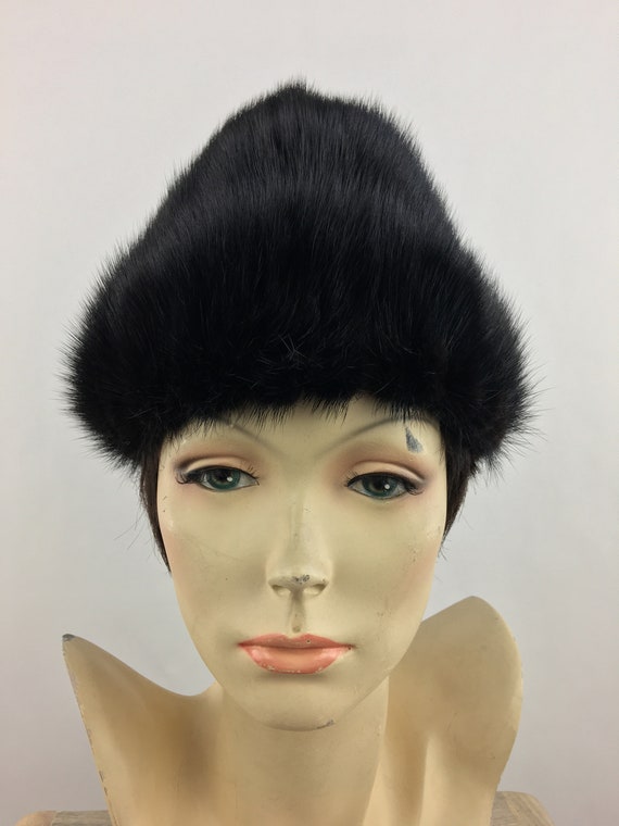 1960's Marshall Field's Black Mink Fur Hat|Pillbo… - image 5