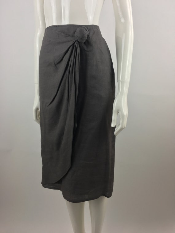 1990's Giorgio Armani Top and Skirt Set|Gray Open… - image 9