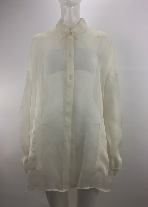 1990's Shear Ivory Blouse|Over-Sized Blouse|Minima