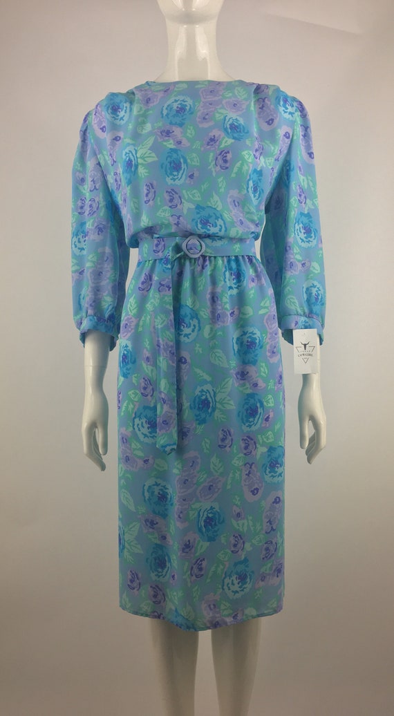 1980's Diane von Furstenberg Powder Blue Midi Dre… - image 5