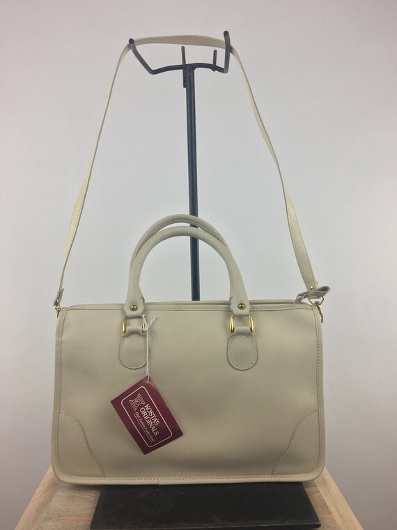 1980's Kosta's Originals Bone White Leather Purse|