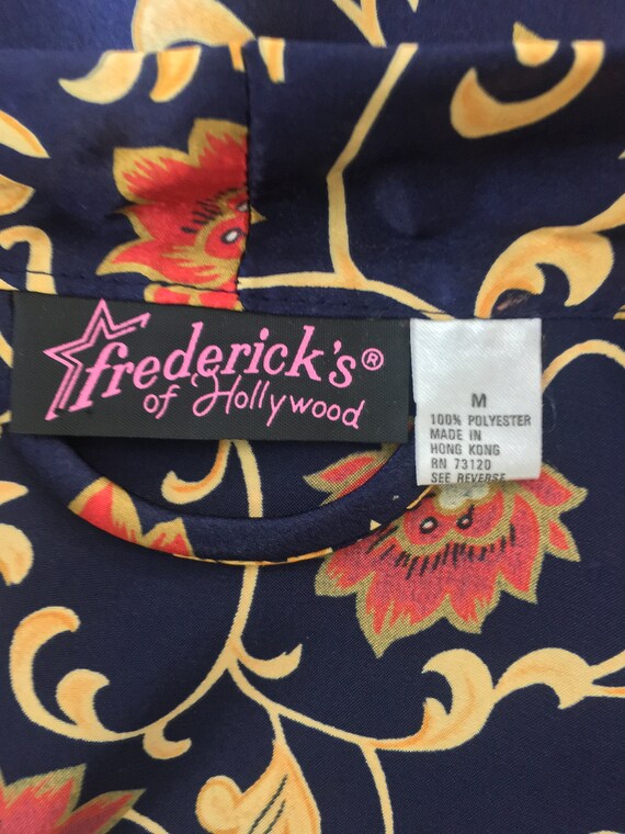 1980's Frederick's of Hollywood Dark Blue Floral … - image 8
