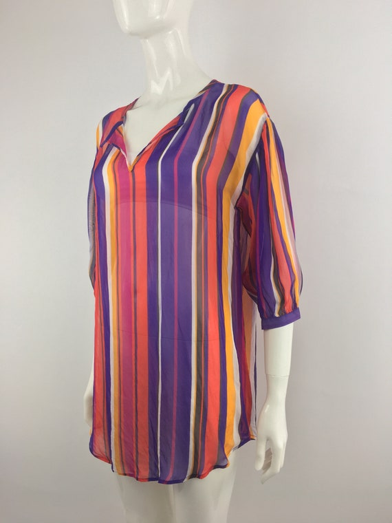 1990's Escada Sport Red Striped Blouse|Beach Reso… - image 4