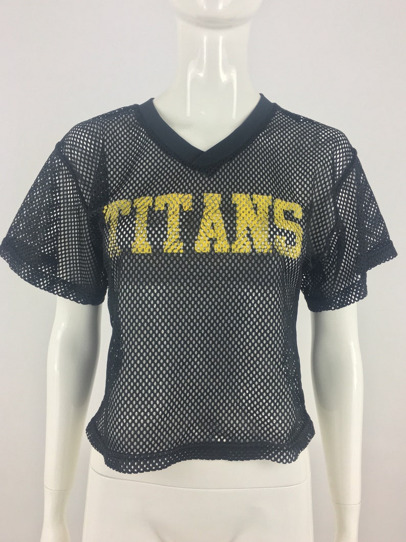 Vintage 1990/'s Champro Sports Black Titans Football Jersey|Black Practice Jersey|Cropped Football Jersey|See Through Football Jersey|Size SM