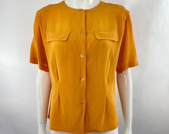 Anna & Frank Vintage Silk Blouse | Bright Orange, Size M
