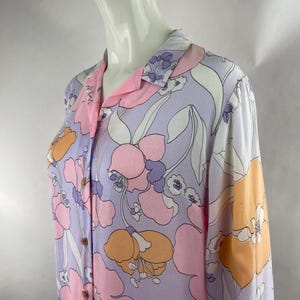 70s Psychedelic Floral Print Housewife Blouse|70&#39;s Entertaining Blouse|Hostess Blouse|Marsha Brady Blouse|Casual Weekend Blouse|Mom Blouse|M