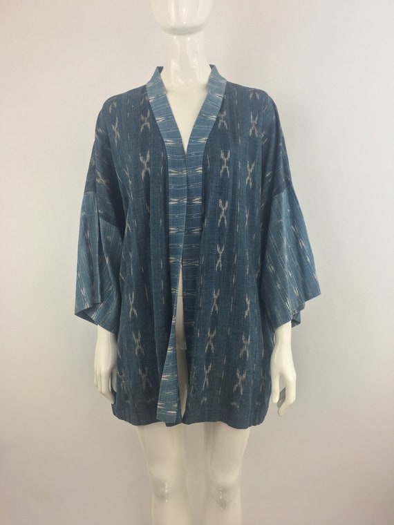 1990's Denim Kimono|Mixed Print Jean Duster|Boho H