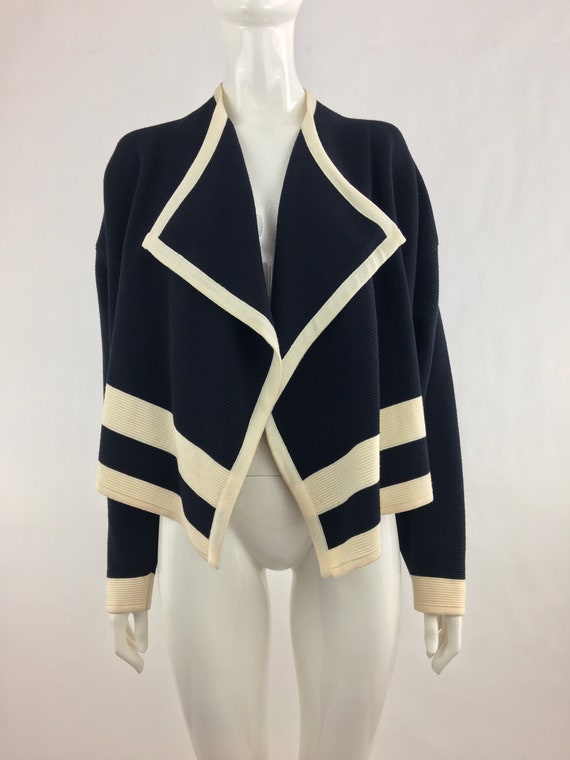 90's Escada Margaretha Ley Black & Ivory Striped C