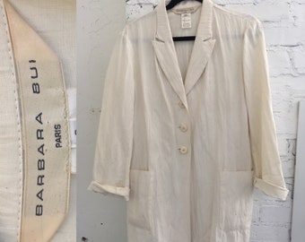 1980's Barbara Bui White Blazer|Crinkled Blazer|Work Blazer|Professional Blazer|Career Blazer|Office Blazer|Size Small