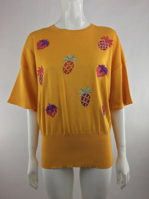 1980's Escada by Margaretha Ley Yellow Crewneck Em