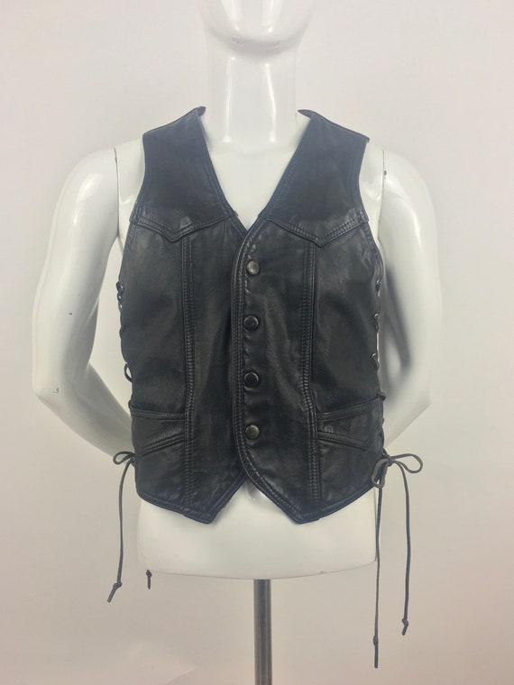 1970's All American Rider Black Leather Biker's Ve