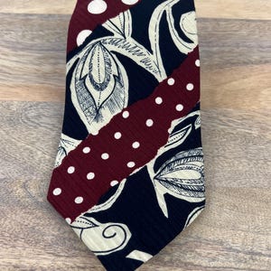 Lanvin Paris Seidenkrawatte|Zeitlose Luxusmarke Krawatte|Vintage Quiet Luxury Krawatte|Klassische italienische Krawatte|Krawatte mit Polka Dot & Floral Mixed Print