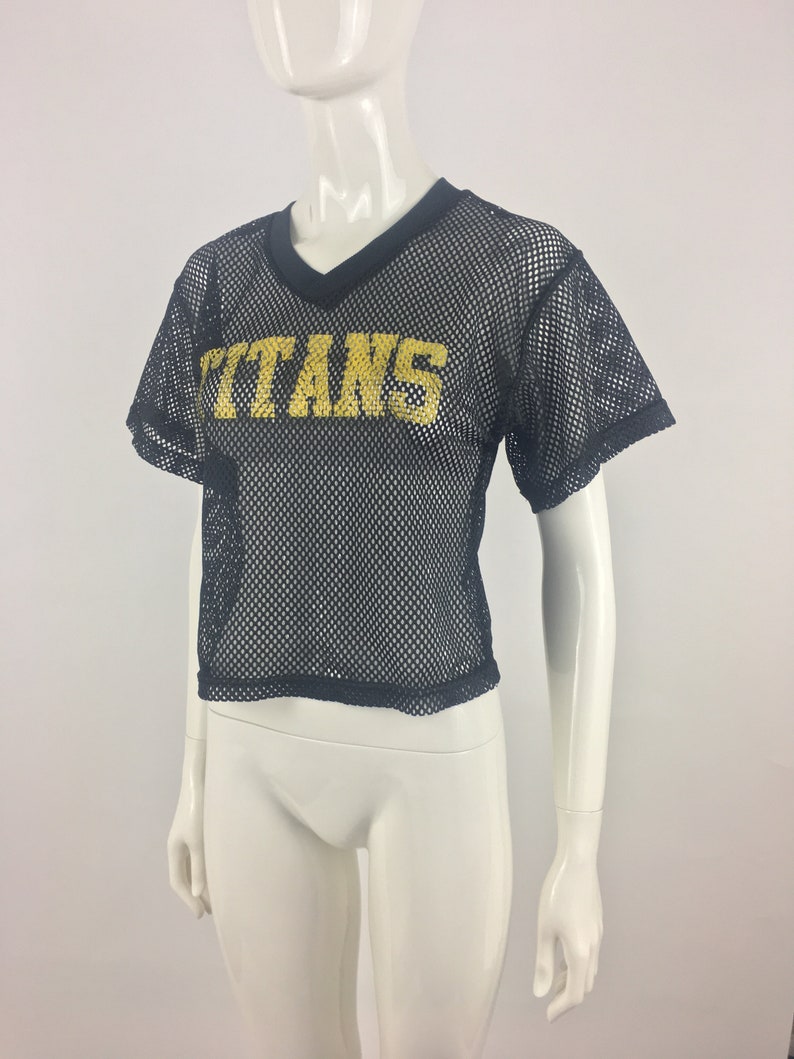 Vintage 1990/'s Champro Sports Black Titans Football Jersey|Black Practice Jersey|Cropped Football Jersey|See Through Football Jersey|Size SM
