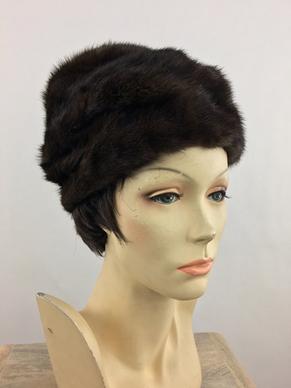 Vintage Black Mink Fur Hat Pillbox 1960s Real Fur Hat Classic Elegant Fur Pillbox Hat - Etsy main image 3