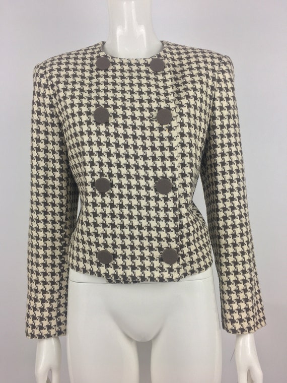 80's Talbots Double-Breasted Houndstooth Blazer|Iv