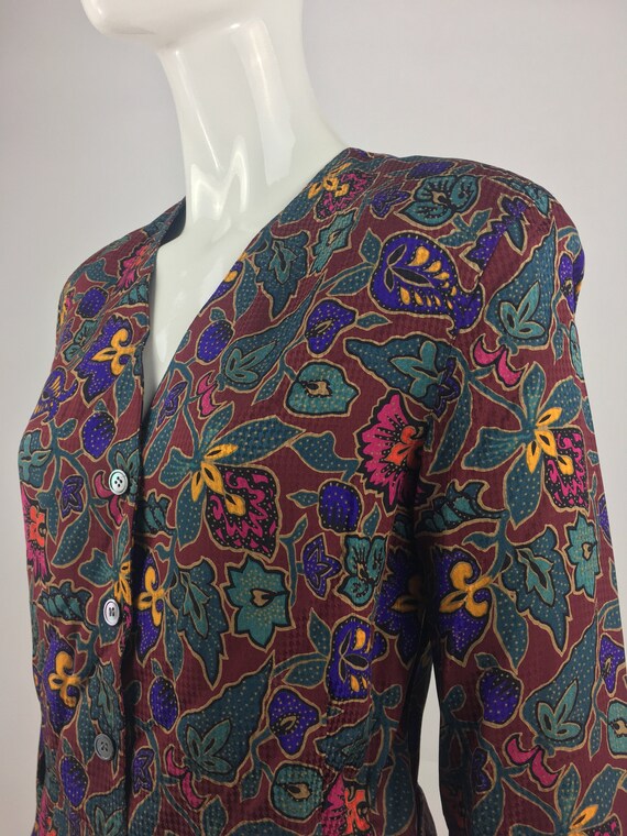 1980's Anne Klein II Silk Blazer w Vibrant Paisle… - image 4