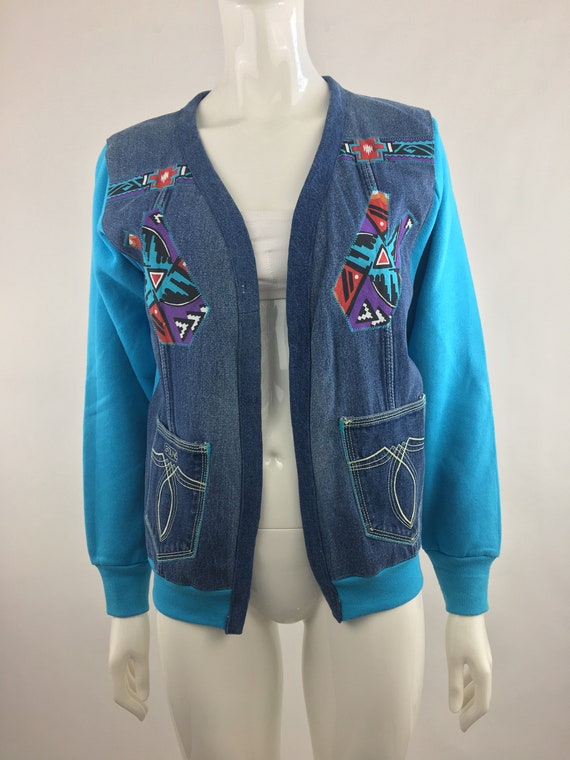 1980s Upcycled Denim Jacket: Vintage Southwestern… - image 3