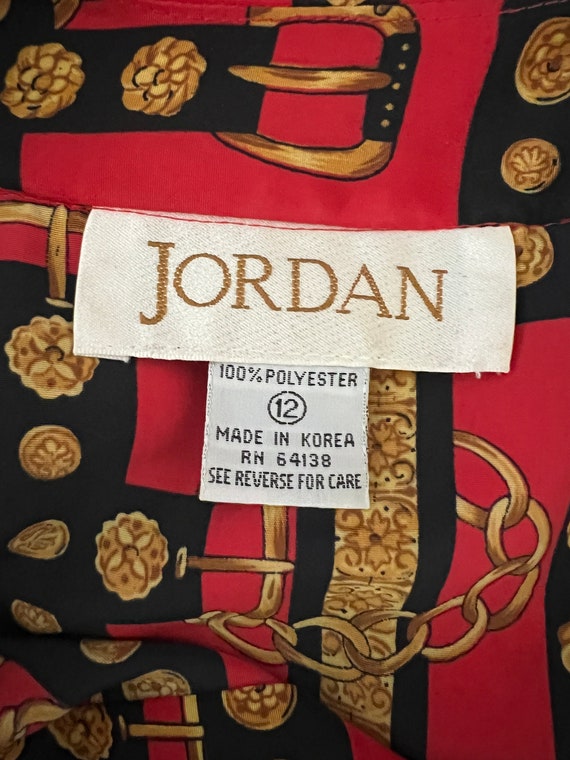 1990's Jordan Red, Black, and Gold Baroque Blouse… - image 6