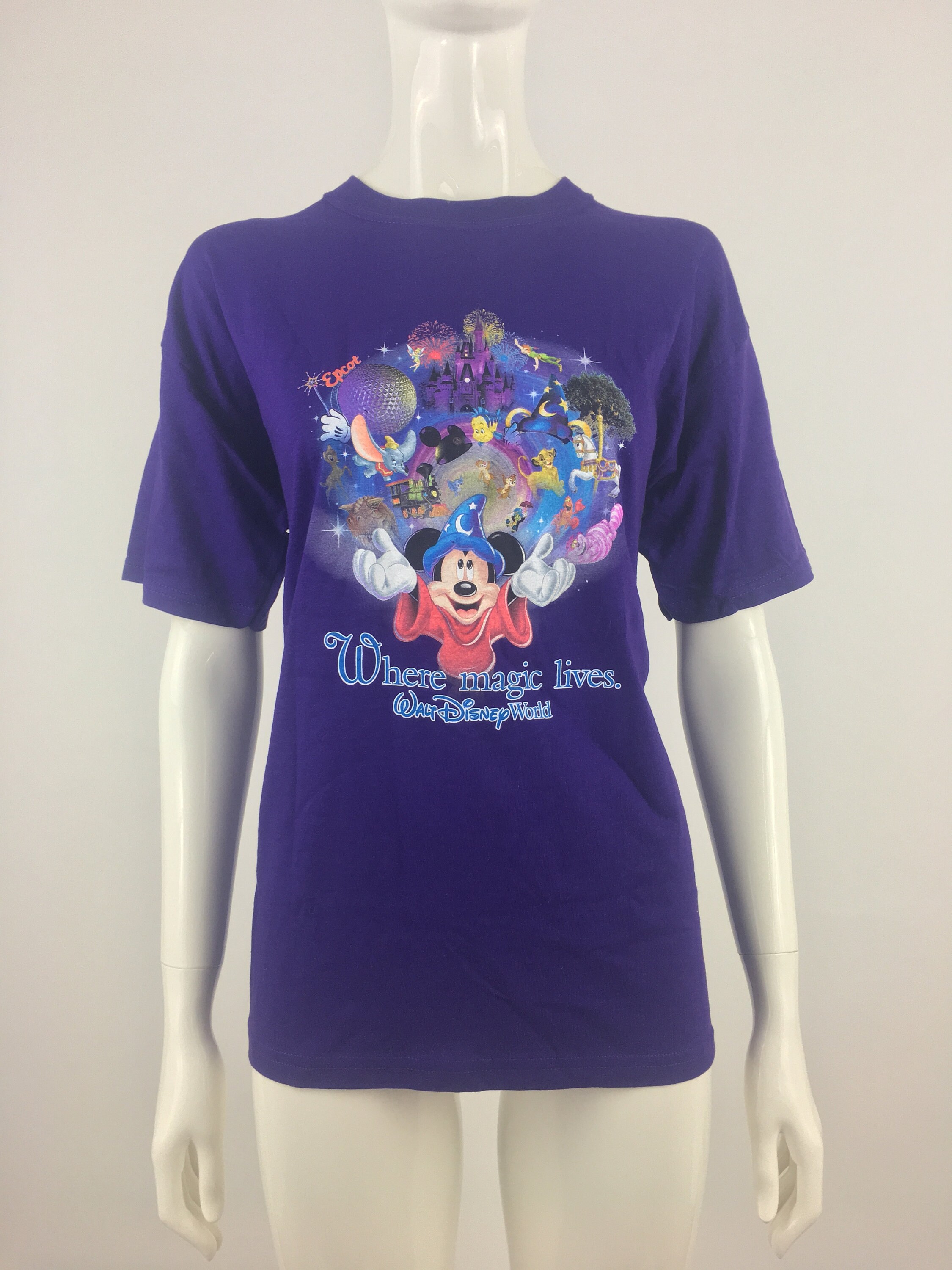 Vintage 90s Walt Disney World T-shirt | Sorcerer Mickey, Epcot - Etsy