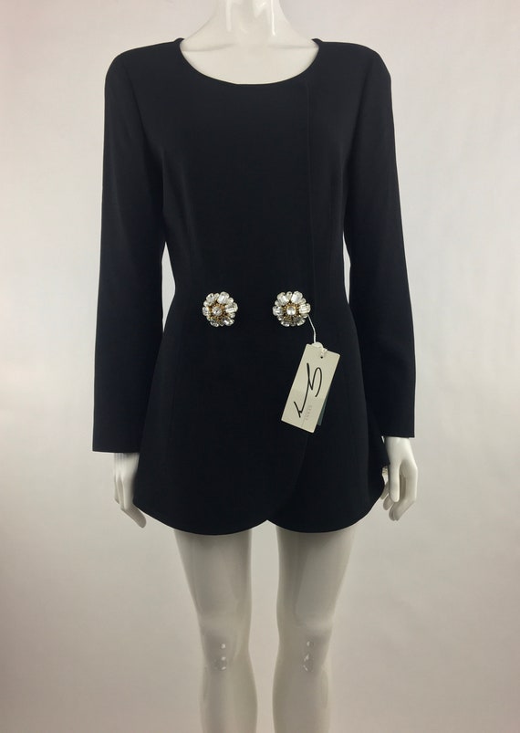 1980's Genny by Gianni Versace Black Blazer w Fau… - image 5