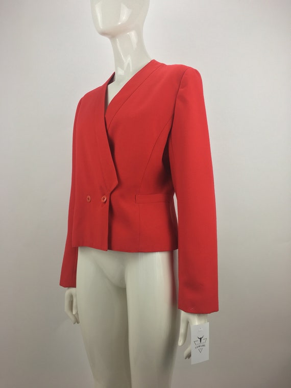 90s Adolfo Esprit Red Double-Breasted Blazer|Crop… - image 7