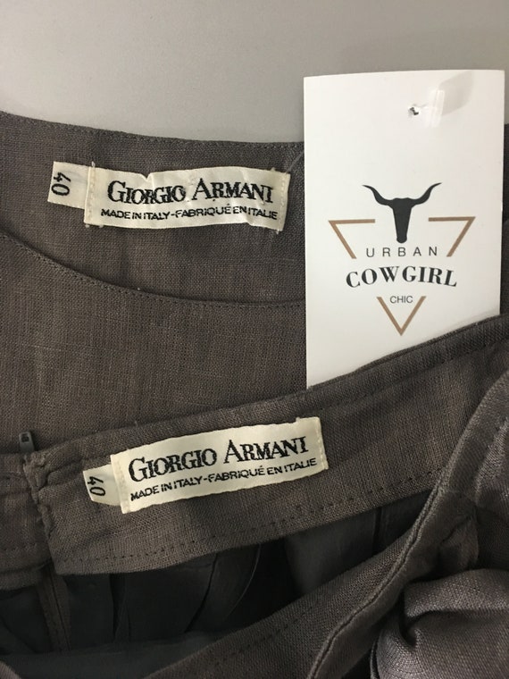 1990's Giorgio Armani Top and Skirt Set|Gray Open… - image 10