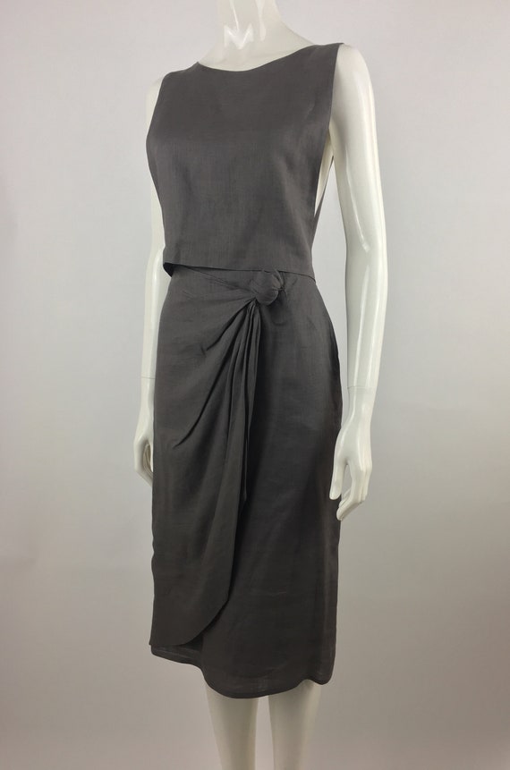 1990's Giorgio Armani Top and Skirt Set|Gray Open… - image 6