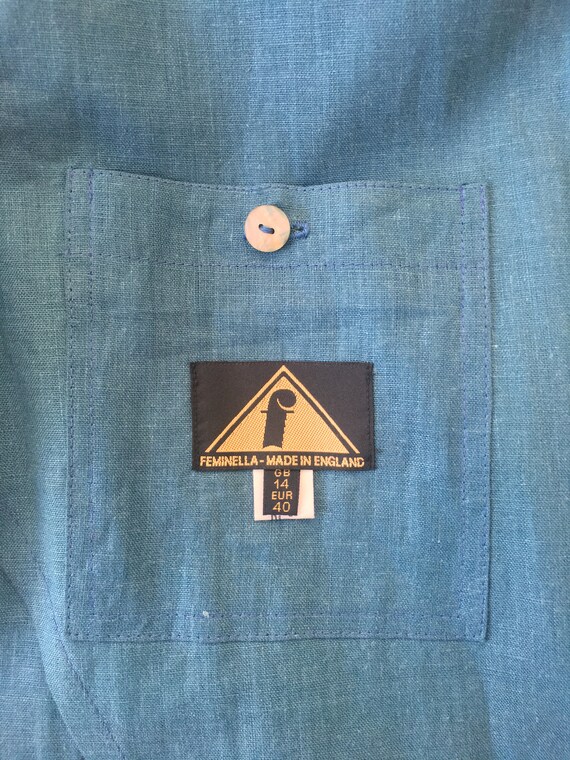 1980's Feminella Blue Linen Blazer|Minimalist Bla… - image 6