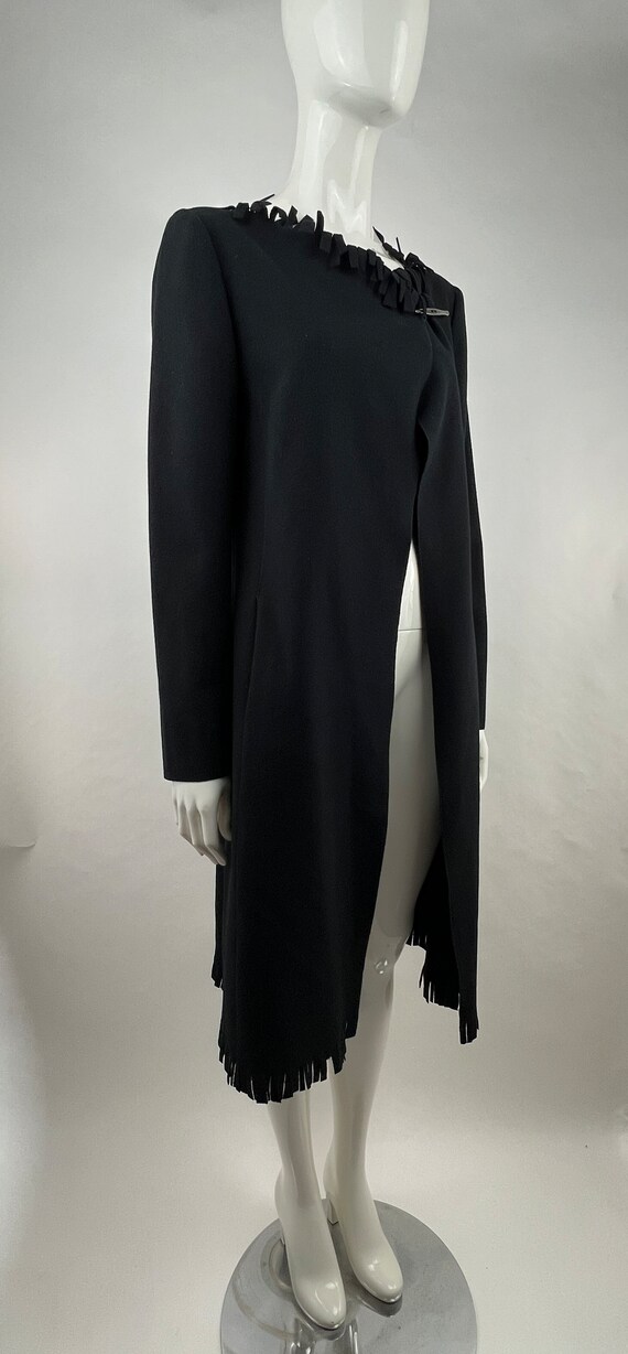 2000's Emporio Armani Black Fringed Coat|Cashmere… - image 3