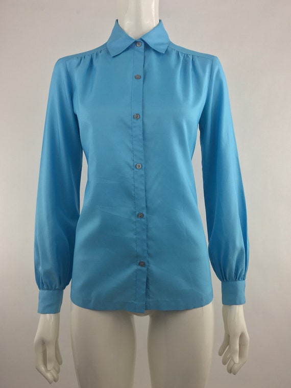 1980's Silkhana by Lady Manhattan Blue Blouse|Sec… - image 1