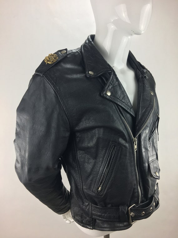 Vintage London Leatherware Diamond Studded Leather Moto Jacket – Recess