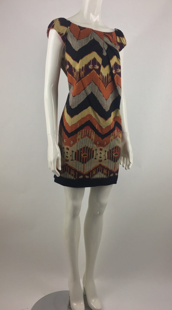 2000 Adrianna Papell Burnt Orange Chevron Mini Dr… - image 6